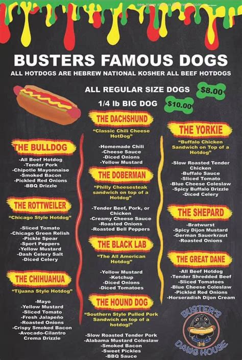 Menu at Busters Dawg House, Las Vegas