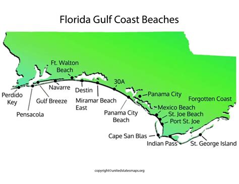 Florida Gulf Coast Beaches Map | Gulf Coast FL Beach Map