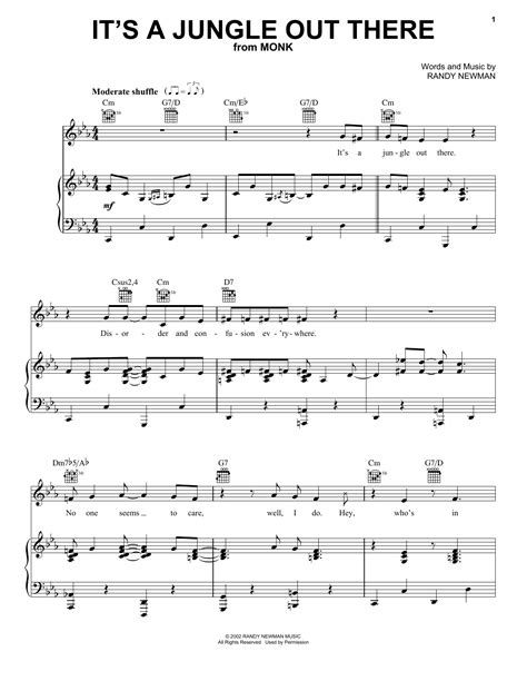 Randy Newman "It's A Jungle Out There (from Monk)" Sheet Music Notes | Download Printable PDF ...