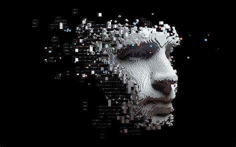 Abstract digital human face. Artificial intelligence concept of big ...