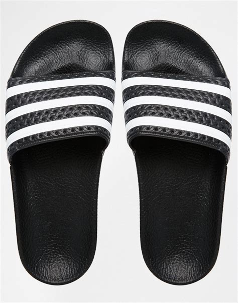 adidas Originals Originals Adilette Black & White Stripe Slider Sandals - Black - Lyst