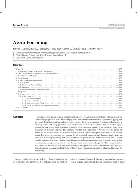 ABRIN POISONING PDF