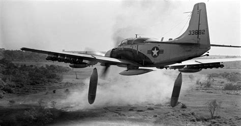 Douglas A-1 Skyraider on bombing run in Vietnam 1964 [1500×1015] : HistoryPorn