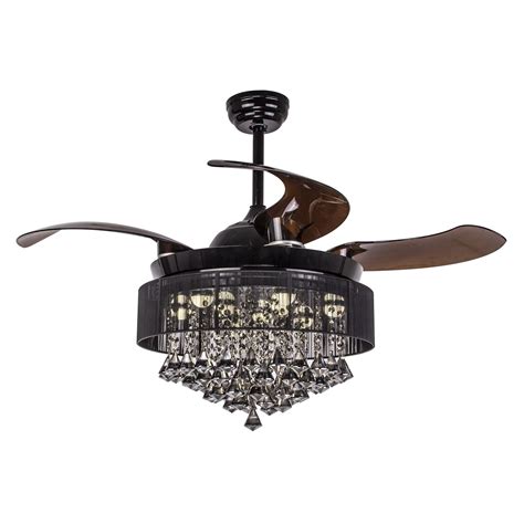 Ceiling Fans with Lights 42" Modern Black Ceiling Fan Retractable ...