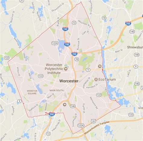 Map of Worcester Massachusetts | Unlimited Power Solutions LLC