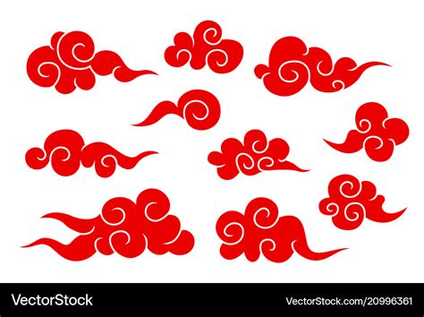 Collection of red chinese cloud symbols Royalty Free Vector