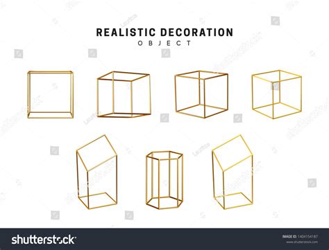 Gold Geometric Shapes Golden Decorative Design Stock Vector (Royalty ...