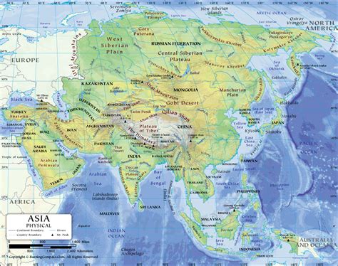 PDF of Asia Physical Map, Asia Physical Map PDF