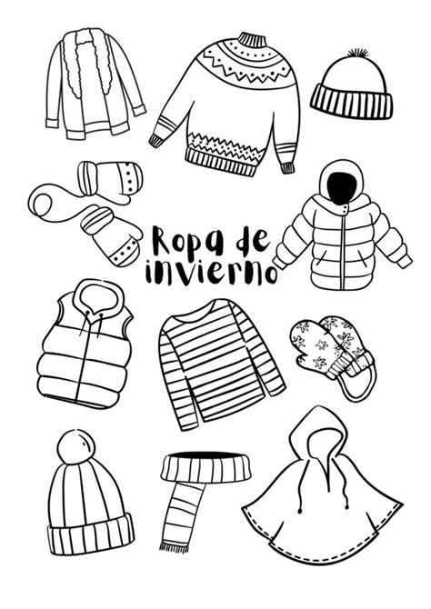 Ropa de invierno para colorear. | profe.social