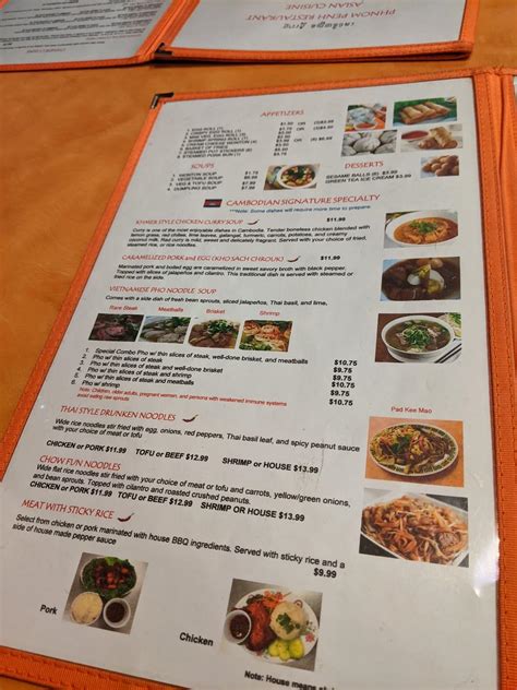 Menu at Phnom Penh Restaurant, Sioux Falls