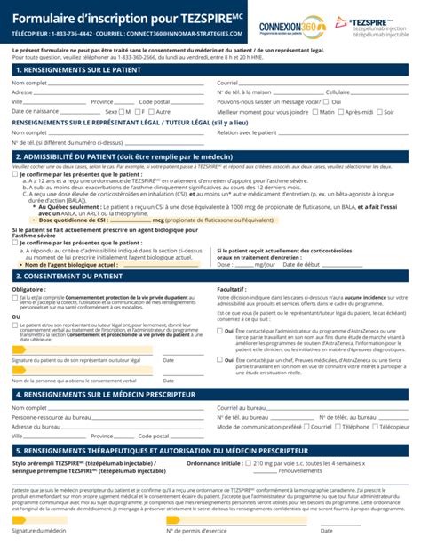 Tezspire tezepelumab Connect 360 PSP Form d’Inscription 2022 (FR) - World OSCAR