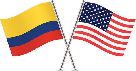 American And Colombian Flags Vector Stock Illustration - Download Image Now - iStock