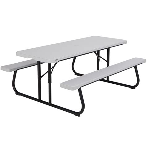 Lifetime 60265 30" x 72" Rectangular Gray Plastic Folding Picnic Table ...