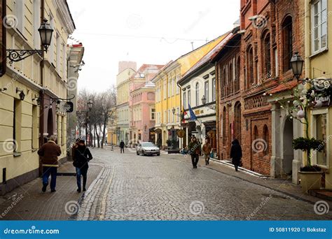 Vilnius Old City Center Winter Street View Editorial Image - Image of ...