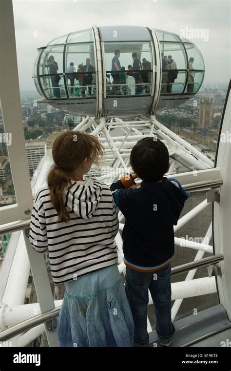 children inside London Eye pod Stock Photo - Alamy