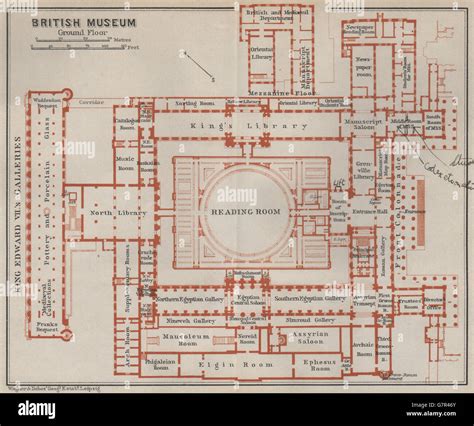 BRITISH MUSEUM GROUND FLOOR floor plan. Bloomsbury, London. BAEDEKER ...