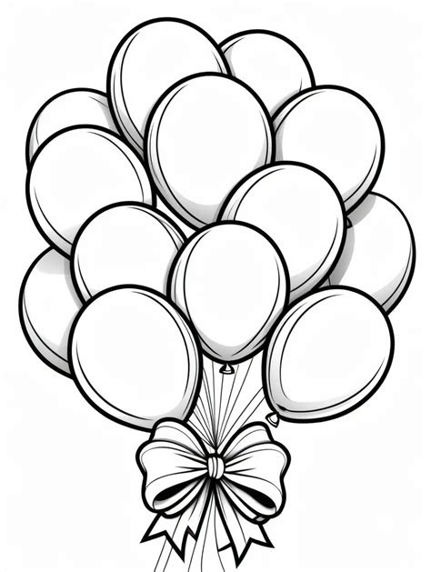 Balloon Coloring Page with Big Bow Simple Cartoon Style | MUSE AI