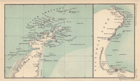 Graham Land & Victoria Land. South Pole. Antarctic. BARTHOLOMEW 1898 old map