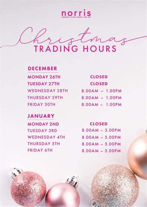 CHRISTMAS TRADING HOURS – Norris