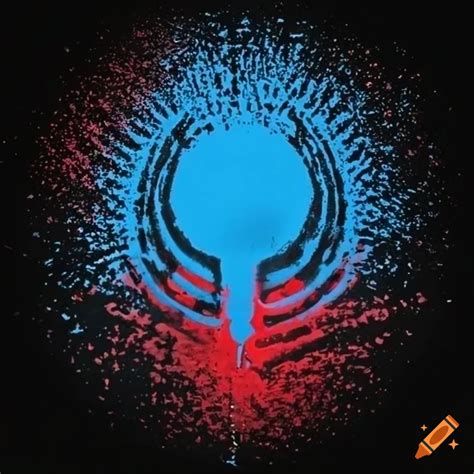 Star wars republic symbol in red and blue spray paint on black background on Craiyon
