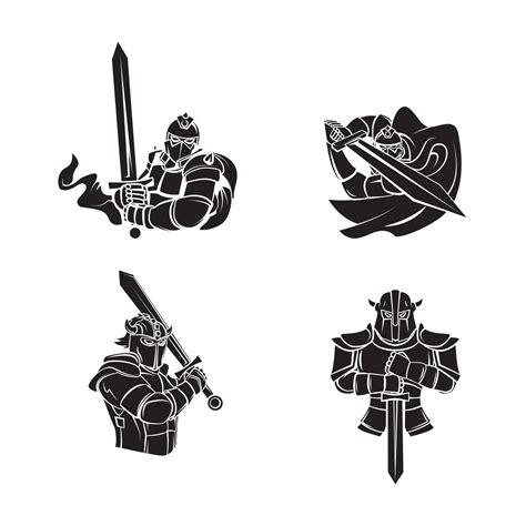 knights warrior set collection tattoo illustration 20616027 Vector Art ...