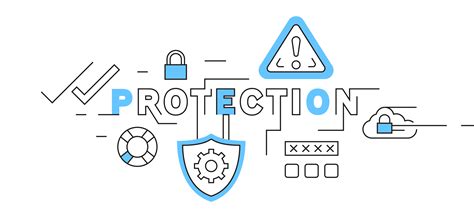 Protection Flat Line Design In Blue. system security and data safety illustration. business and ...