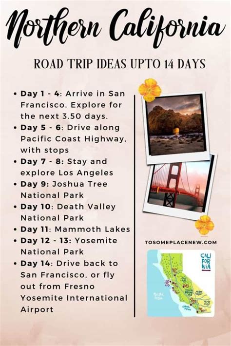 2 to 14 day Northern California road trip itinerary routes - tosomeplacenew