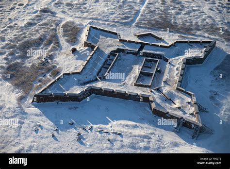 Aerial view of Prince of Wales Fort, an 18th century Hudson's Bay ...