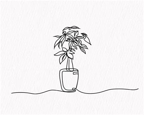 Premium Vector | A line drawing of a plant in a vase