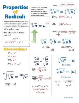 Properties of Radicals Vizual Notes | Teaching math strategies, Math ...