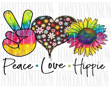 Peace Love Hippie Sublimation design Hippie Sublimation | Etsy