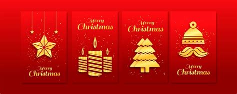 Free Vector | Golden christmas cards collection