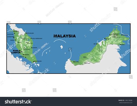 Physical Map Malaysia Stock Photo 146218838 | Shutterstock