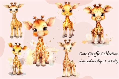 Cute Baby Giraffe Watercolor Graphic by enelnichada · Creative Fabrica