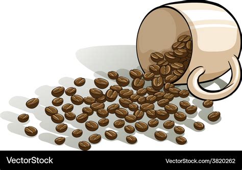 A mug and spilled beans Royalty Free Vector Image