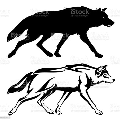 Running Wolf Black Vector Design Stock Illustration - Download Image ...