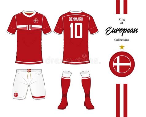 Denmark Football National Team Uniform. Stock Vector - Illustration of ...