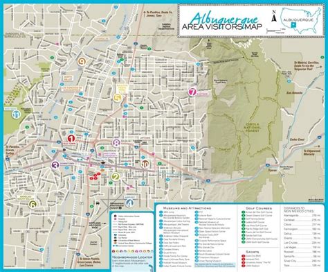 Albuquerque area tourist map | Map, Area map, Tourist map