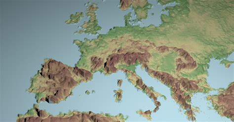 Low polygon 3D europe map