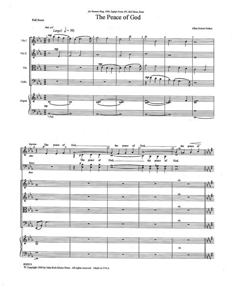 The Peace Of God - Full Score by Allan Robert Petker Sheet Music for Choir Instrumental Pak at ...