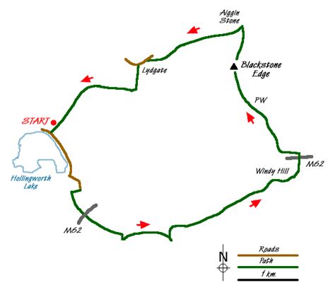 Blackstone Edge from Hollingworth Lake route map - Walking Britain