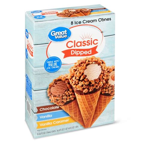 Great Value Classic Dipped Ice Cream Cones, 8 Count, 36 oz - Walmart ...