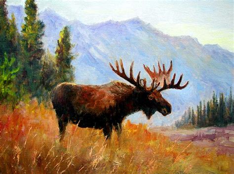 Mountain Moose Painting by Robert Stump