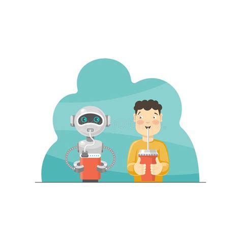 Boy and Robot. Vector Illustration Stock Vector - Illustration of programming, digital: 212634283