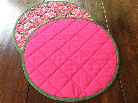 Floral Placemats. 2 Round Placemats. Pink Rose Placemats. - Etsy UK