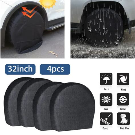 4PCS WATERPROOF TIRE Covers Wheel & Tyre RV Trailer Camper Sun Protector 30"-32" $17.48 - PicClick