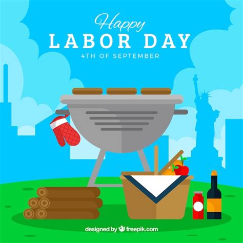 Free Vector | Labor day's barbecue with flat design