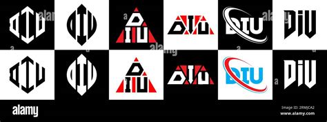 DIU letter logo design in six style. DIU polygon, circle, triangle, hexagon, flat and simple ...