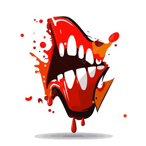 Bite Mark Vector, Sticker Clipart An Illustration Of An Aggressive Mouth Cartoon, Sticker ...