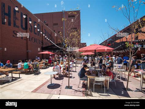 Beer garden at the Anheuser Busch (Budweiser) brewery. St Louis Stock ...